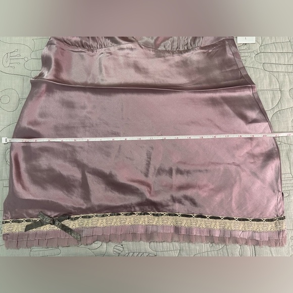 NEW Gold Hawk Silk Chemise Lace Cami Bow Detail Sz L Mauve Shadow - Picture 4 of 7